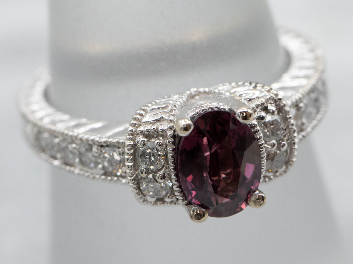 Modern Ruby and Diamond Engagement Ring