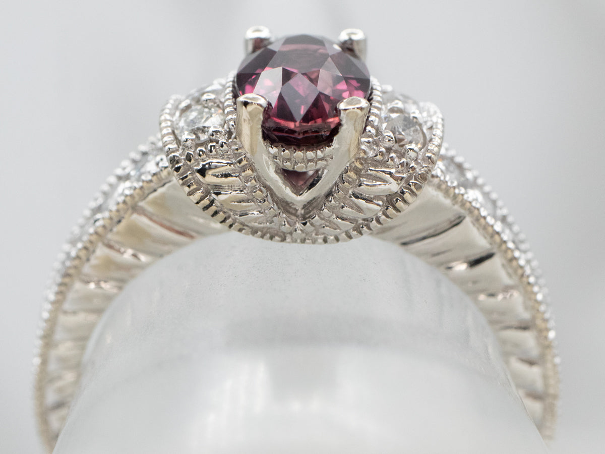 Modern Ruby and Diamond Engagement Ring