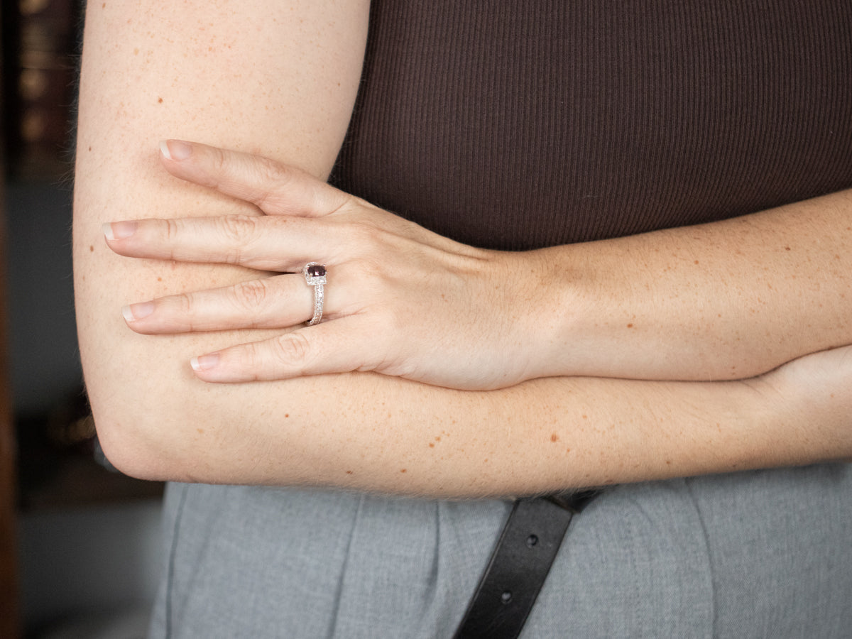 Modern Ruby and Diamond Engagement Ring