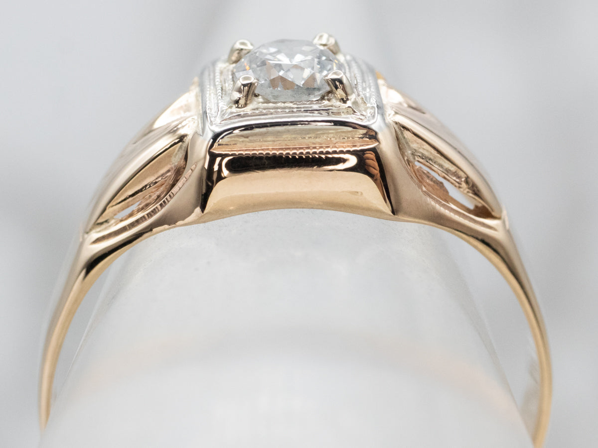 Two Tone Gold Men's Diamond Ring