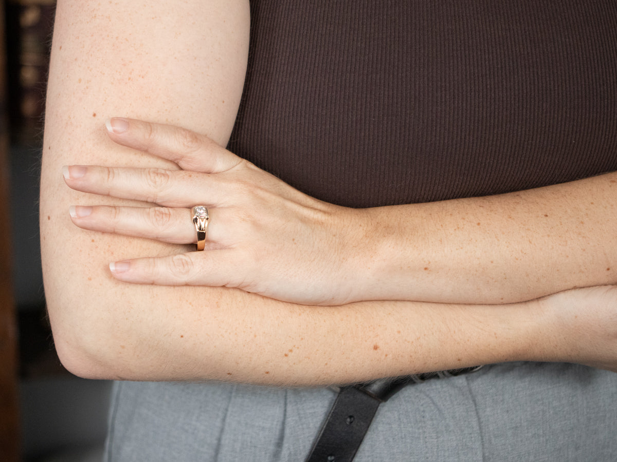 Two Tone Gold Men's Diamond Ring