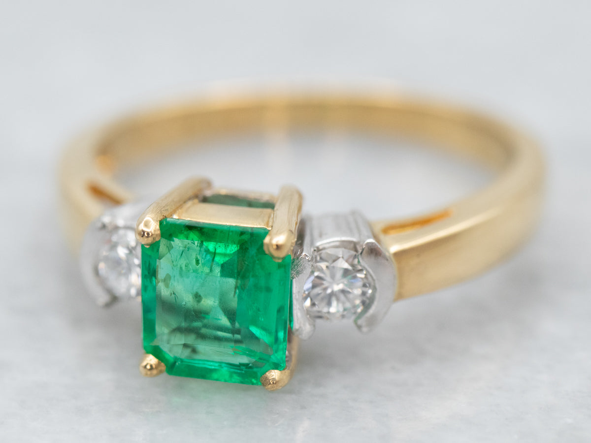 Sale Emerald Ring. 4.55ct Columbian Emerald and Diamond Ring. 18K Yellow  Gold Platinum Ring. - Etsy