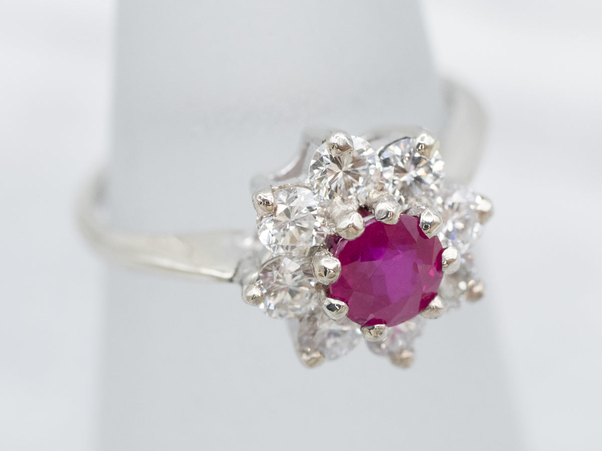 Pink Sapphire and Diamond Halo Ring