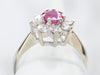 Pink Sapphire and Diamond Halo Ring