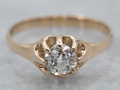 Antique Victorian Diamond Ring Engagement 14k Yellow Gold Sz 8 Cushion Cut  at 1stDibs | antique engagement rings