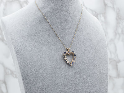 Diamond and Sapphire Sweetheart Pendant