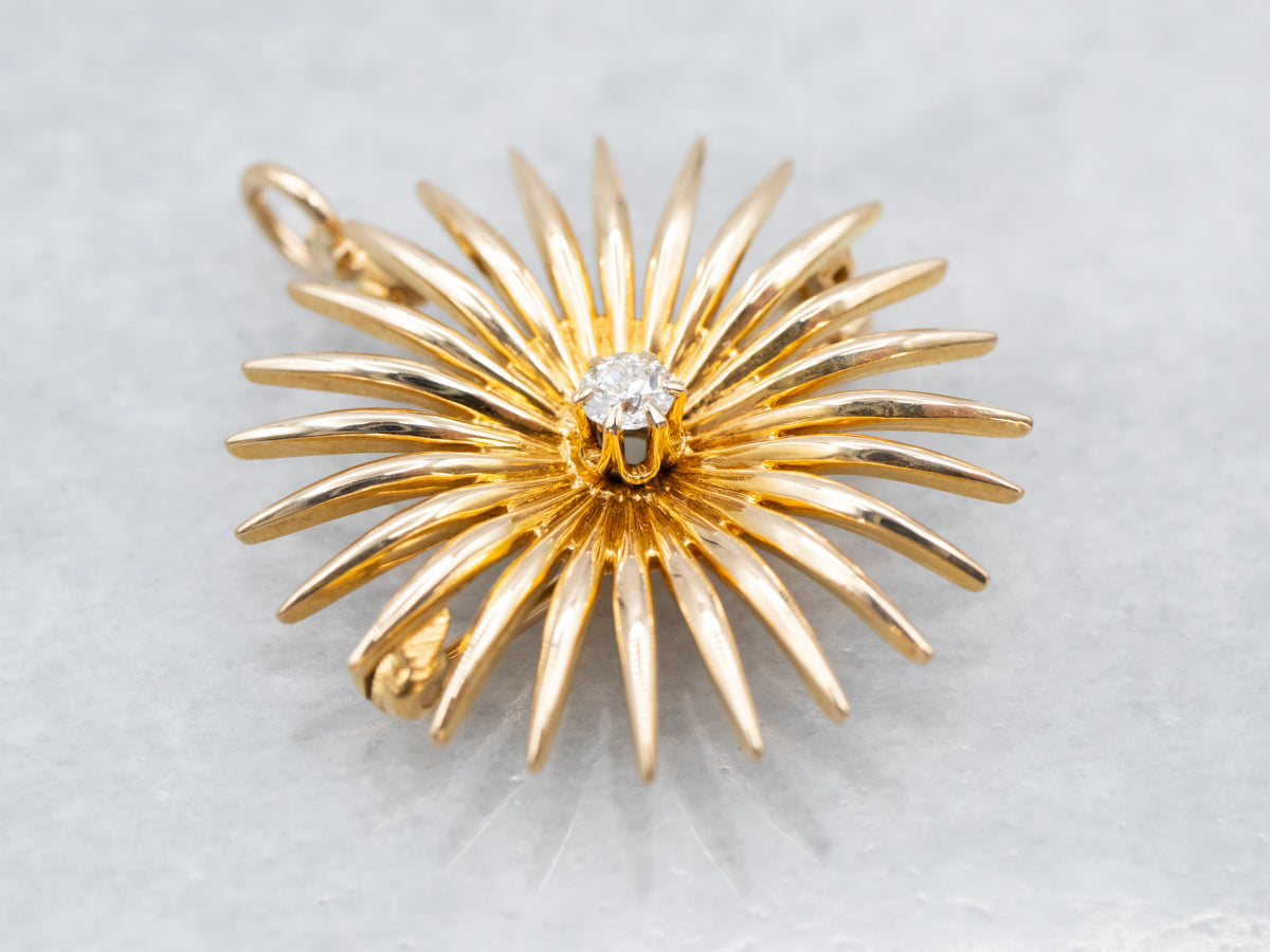 Broche o colgante con forma de estrella de diamantes de talla europea