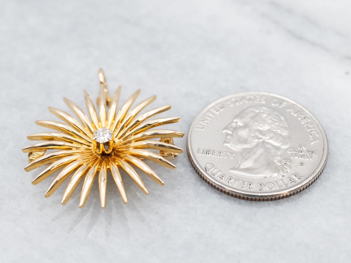 Broche o colgante con forma de estrella de diamantes de talla europea