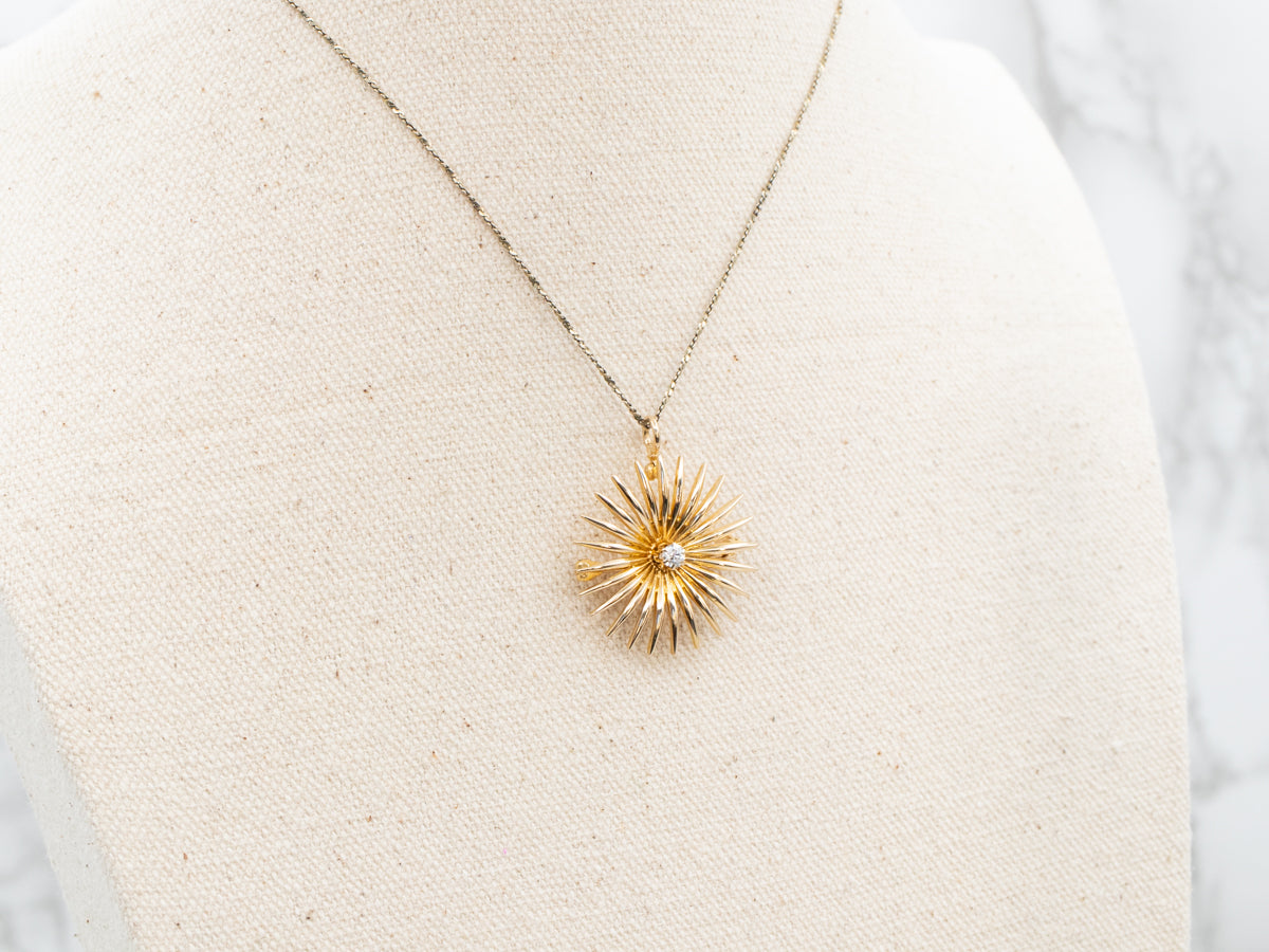 Broche o colgante con forma de estrella de diamantes de talla europea