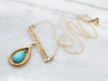 Turquoise and Gold Filigree Drop Necklace