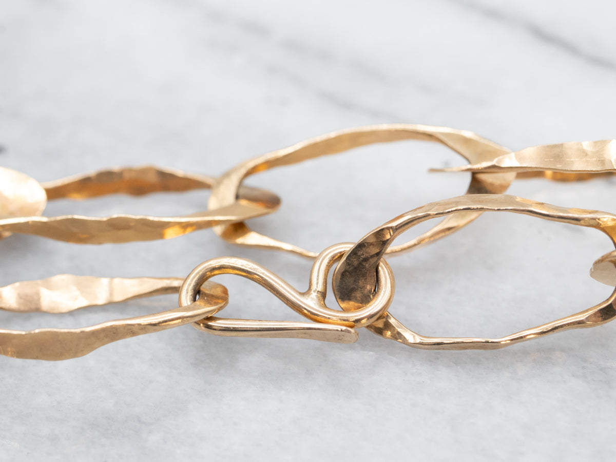 Modernist Hammered Gold Link Chain