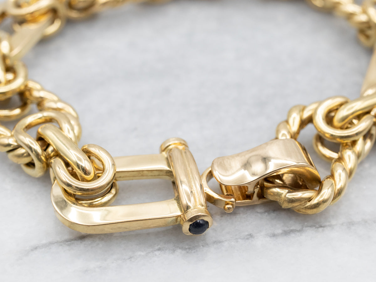 Pulsera de cadena vintage con detalles de zafiro de oro de alto quilate