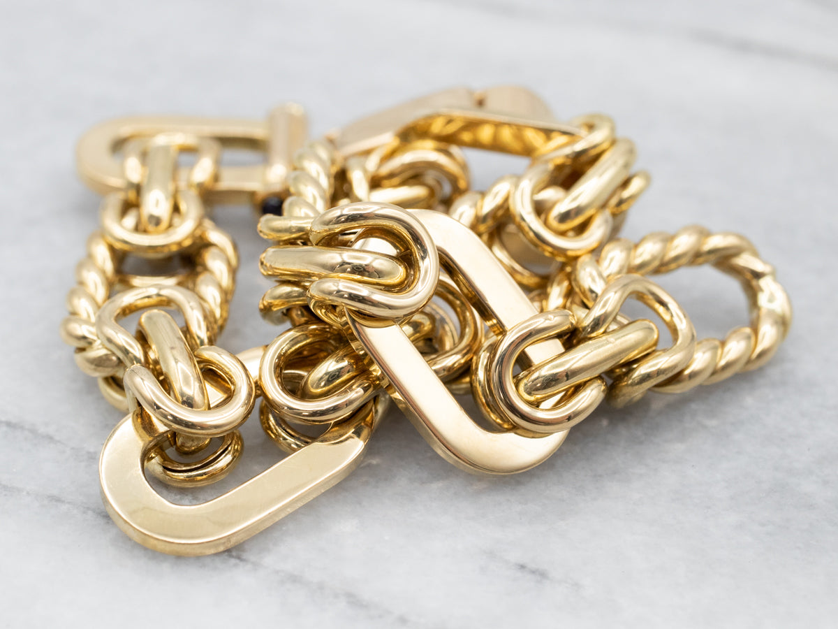 Vintage High Karat Gold Sapphire Accented Chain Bracelet