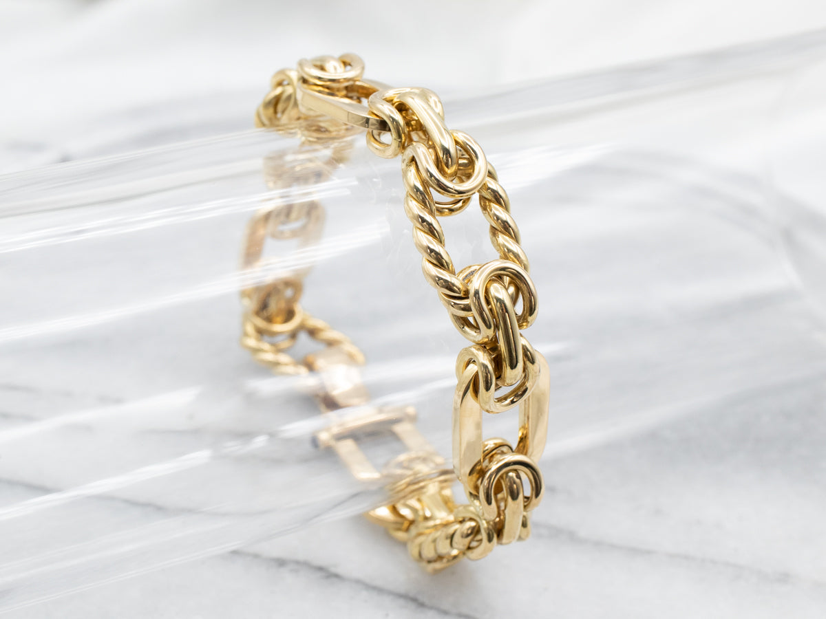 Vintage High Karat Gold Sapphire Accented Chain Bracelet