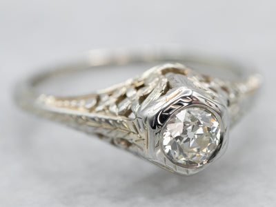 Art Deco Old Mine Cut Diamond Engagement Ring