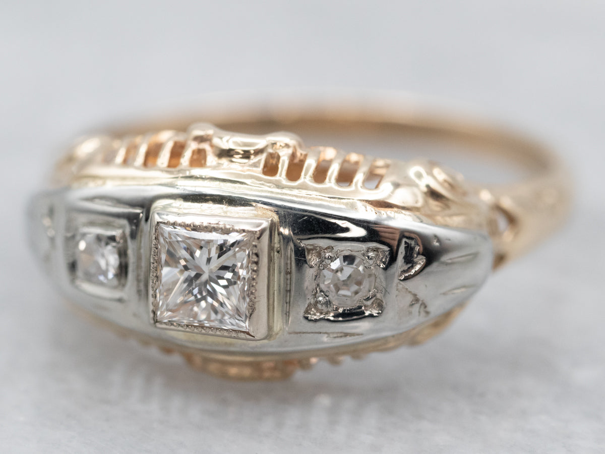 Late Art Deco Era Diamond Engagement Ring