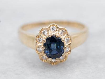 Classic Sapphire and Diamond Halo Ring