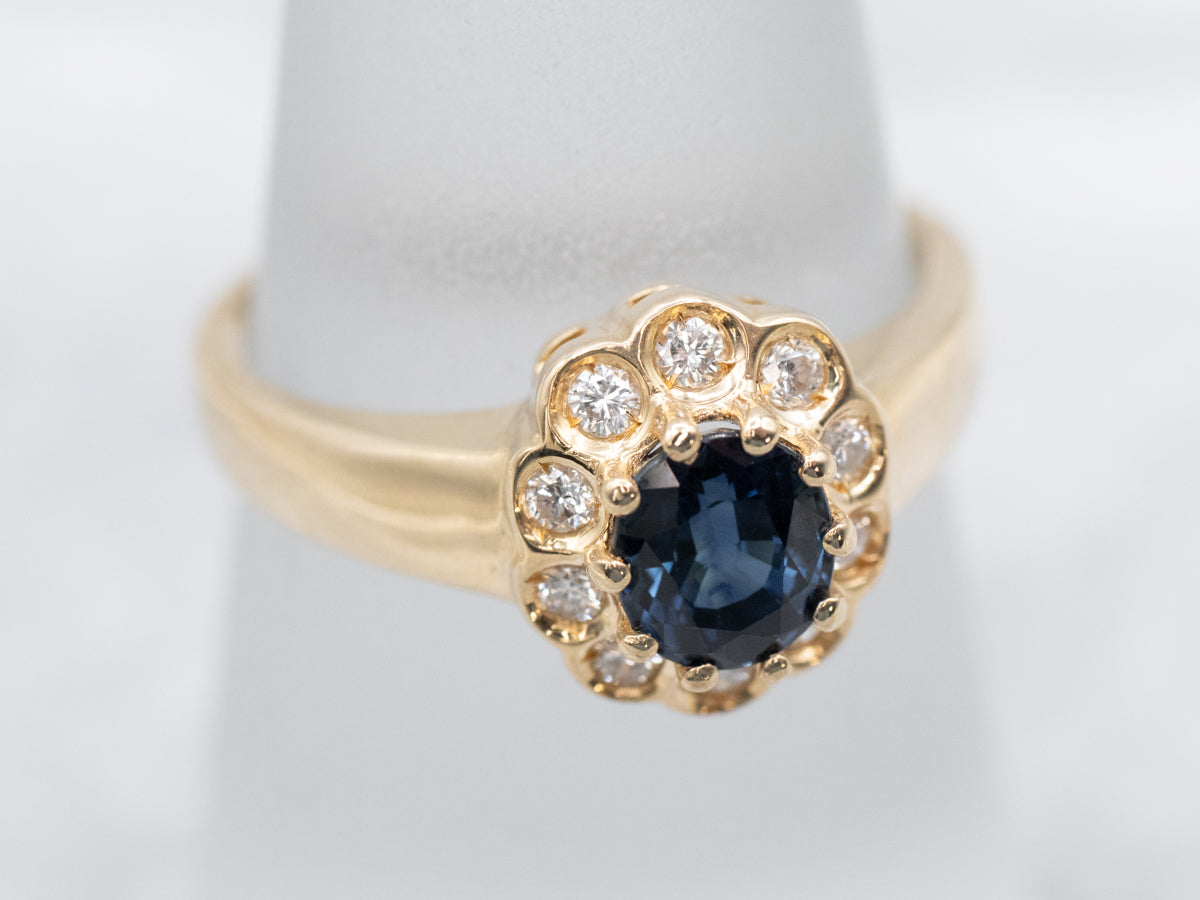 Classic Sapphire and Diamond Halo Ring