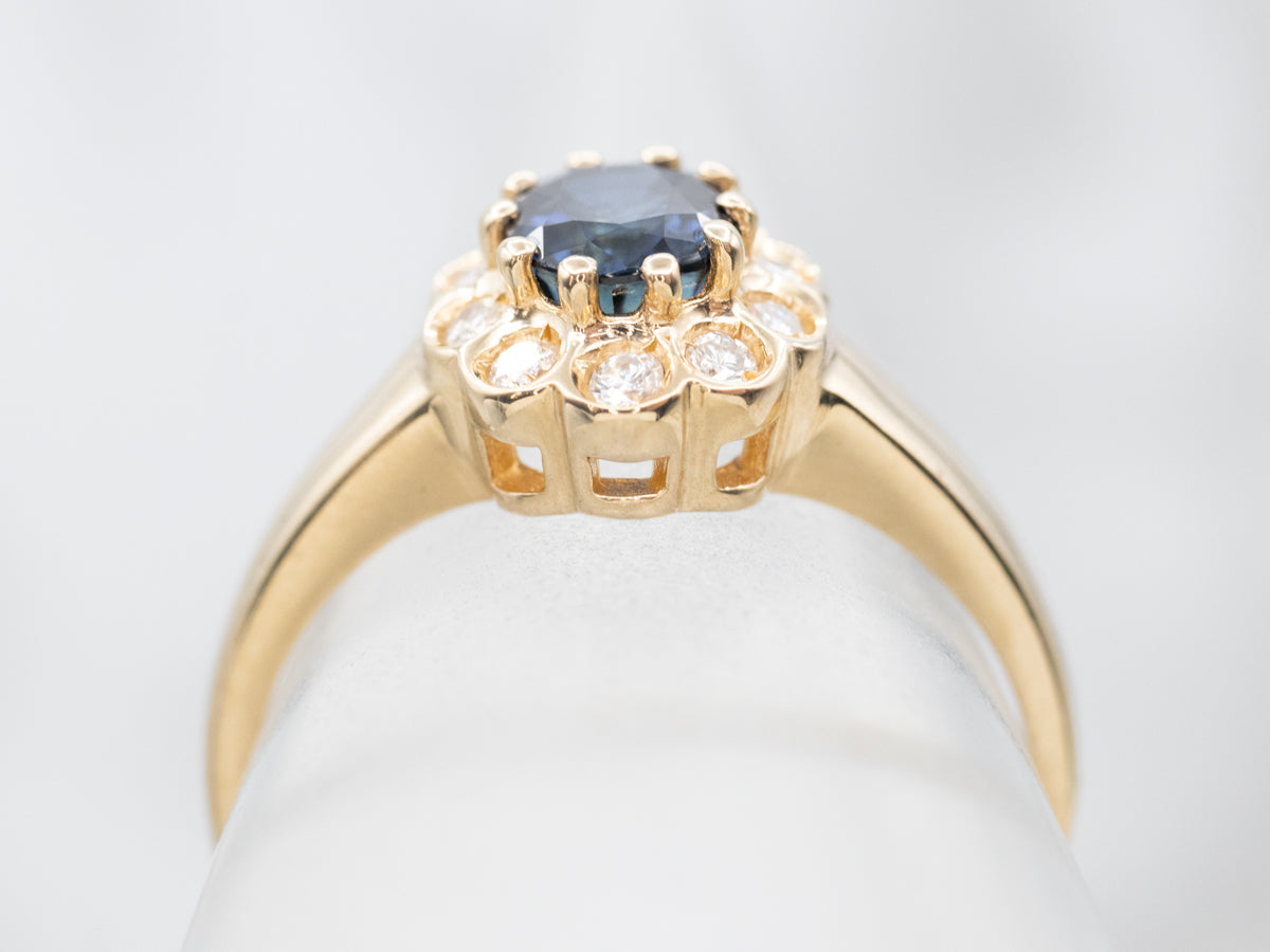 Classic Sapphire and Diamond Halo Ring