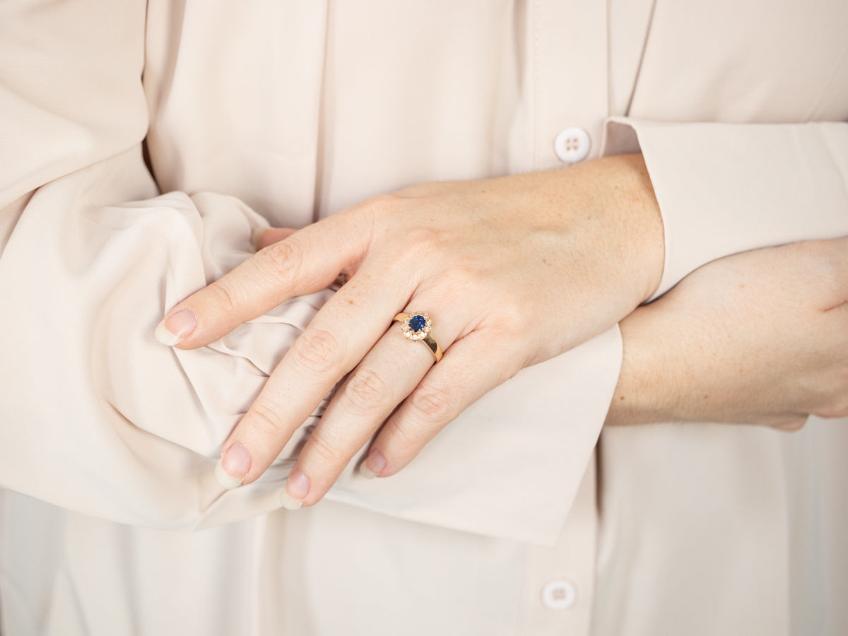 Classic Sapphire and Diamond Halo Ring