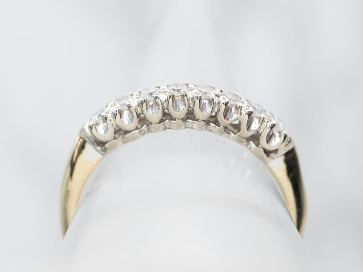 Two Tone Gold Retro Era Diamond Band
