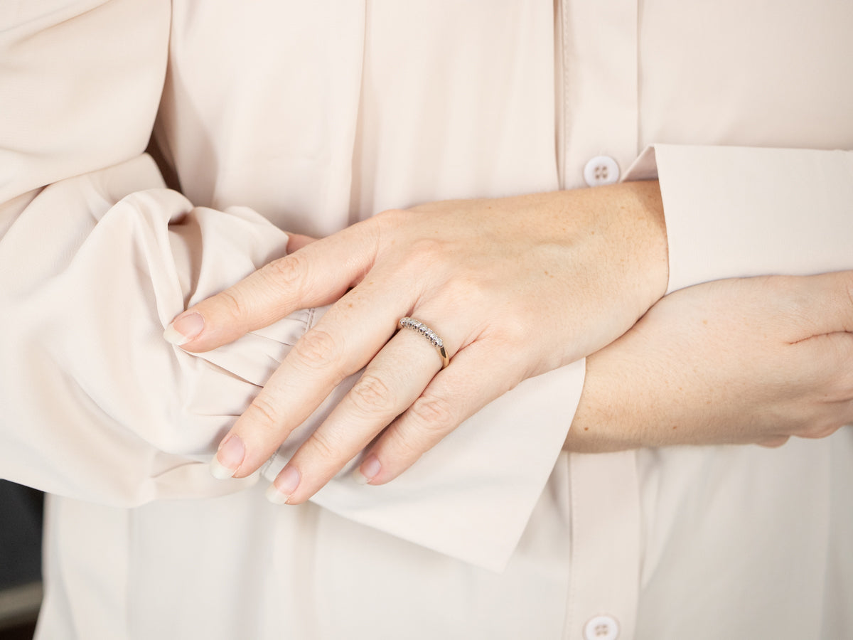 Two Tone Gold Retro Era Diamond Band