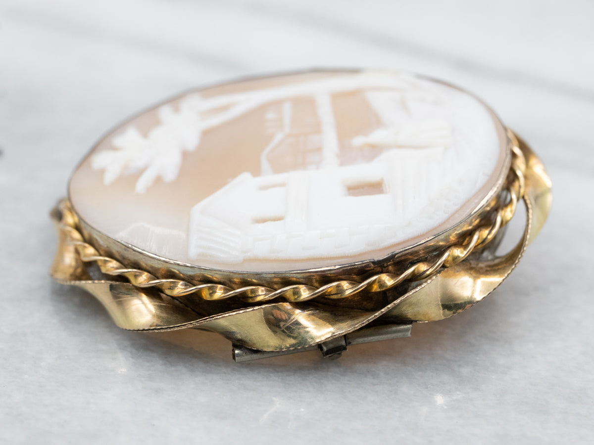 Gold Filled Rebecca By the Well Cameo Pin