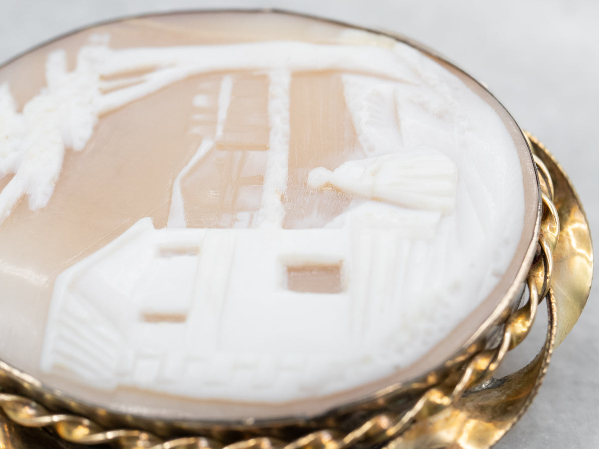 Gold Filled Rebecca By the Well Cameo Pin