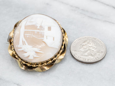 Gold Filled Rebecca By the Well Cameo Pin