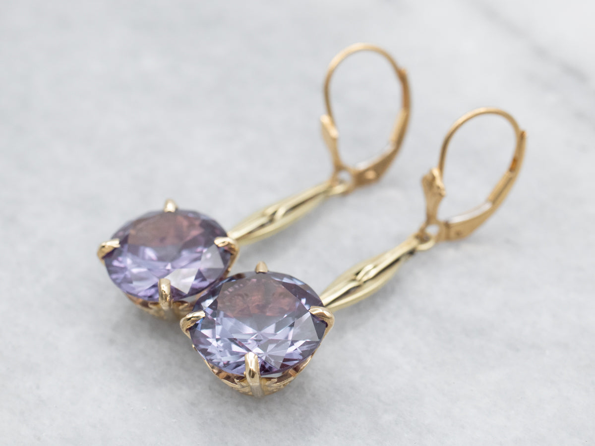 Synthetic Alexandrite Drop Earrings