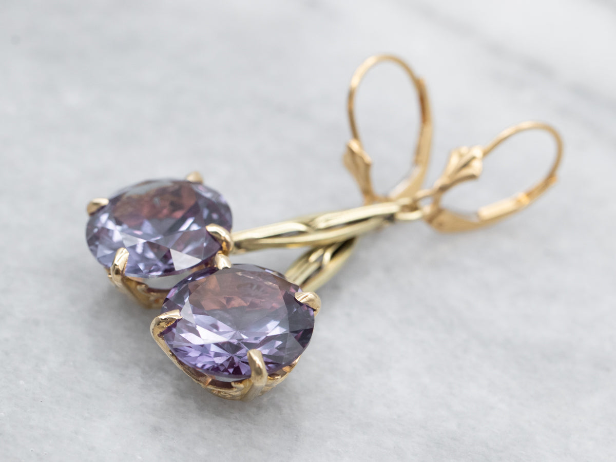 Synthetic Alexandrite Drop Earrings