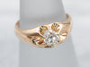 Old European Cut Diamond Belcher Set Engagement Ring