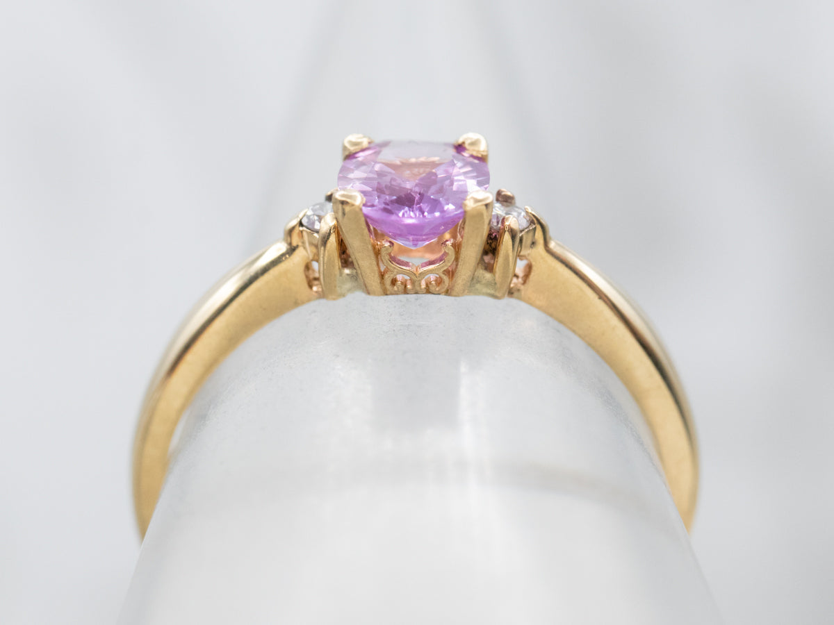 Pink Sapphire and Diamond Engagement Ring