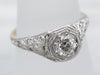 Mixed Metal Art Deco Round Brilliant Diamond Engagement Ring