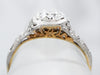 Mixed Metal Art Deco Round Brilliant Diamond Engagement Ring