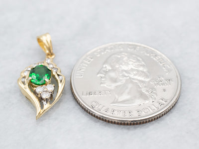 Tsavorite Garnet and Diamond Pendant