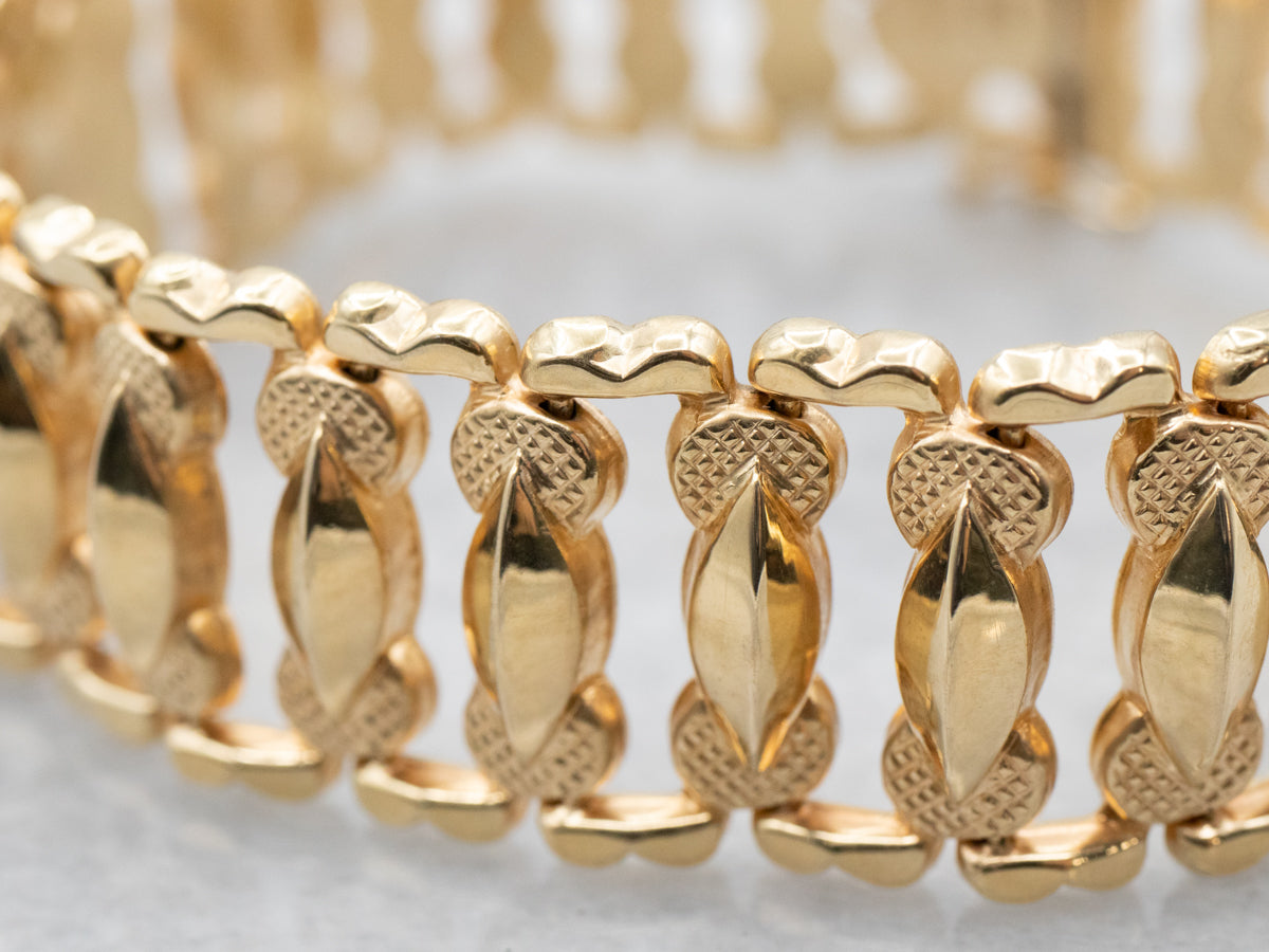 Mid Century Ornate Panel Link Bracelet