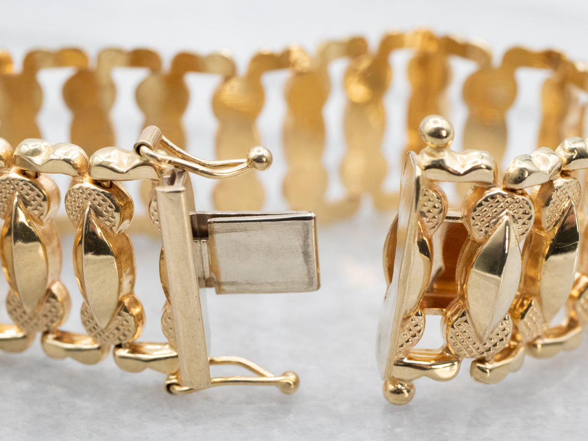 Mid Century Ornate Panel Link Bracelet