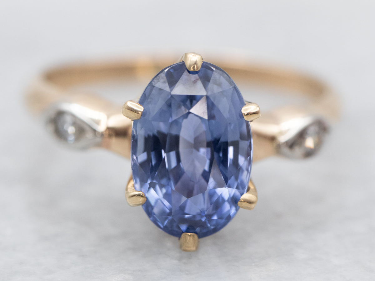 Periwinkle Sapphire and Diamond Ring
