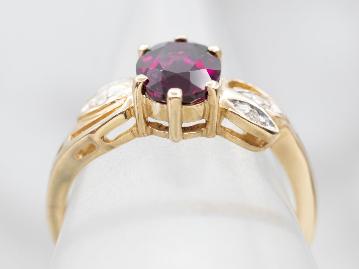 Vintage Grape Garnet and Diamond Ring