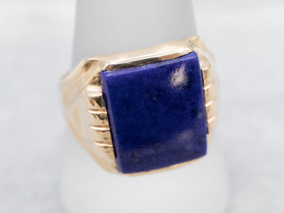 Men's Vintage Gold Lapis Statement Ring