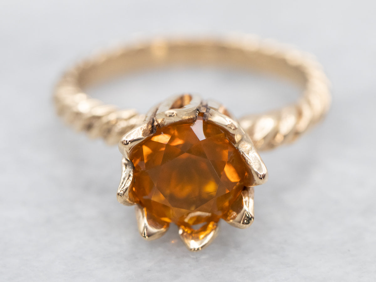 Twisting Fire Opal Yellow Gold Ring