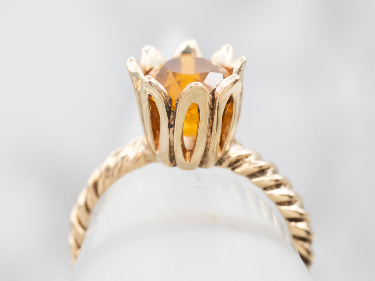 Twisting Fire Opal Yellow Gold Ring