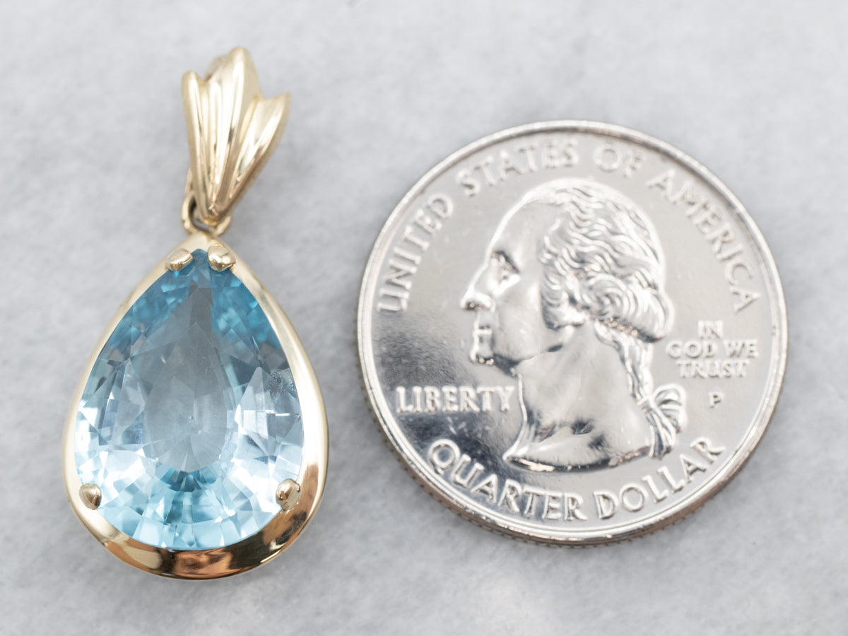 Blue Topaz Gold Drop Pendant