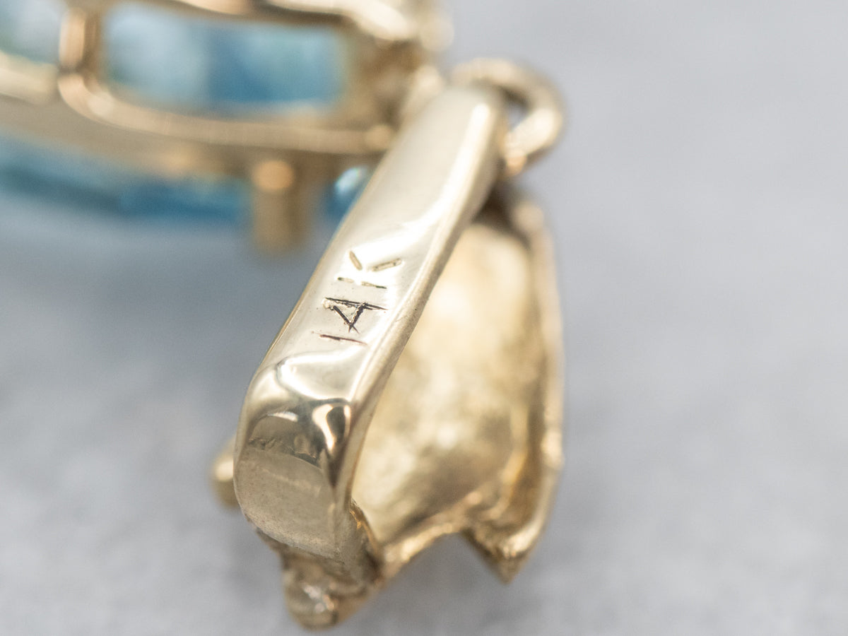 Blue Topaz Gold Drop Pendant