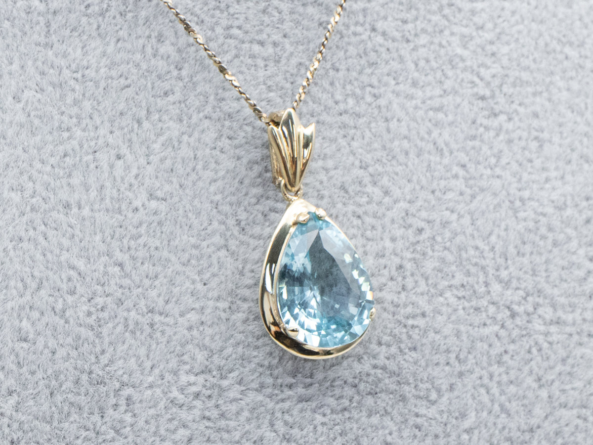 Blue Topaz Gold Drop Pendant
