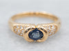 East to West Sapphire and Diamond Ring