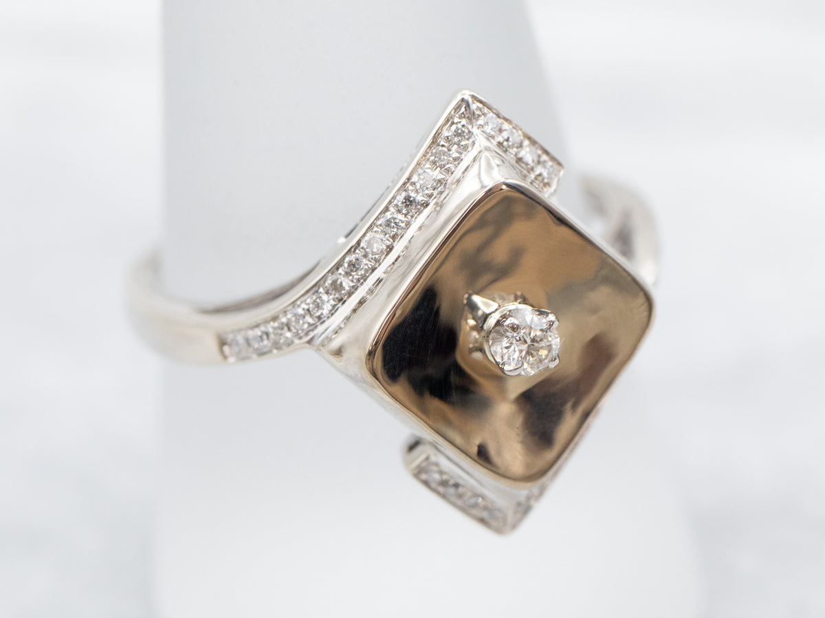 Modernist Diamond Bypass Ring