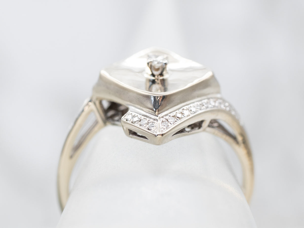 Modernist Diamond Bypass Ring