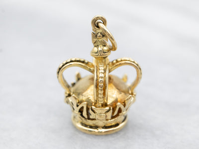 18K Gold Fleur De Lis Crown Charm